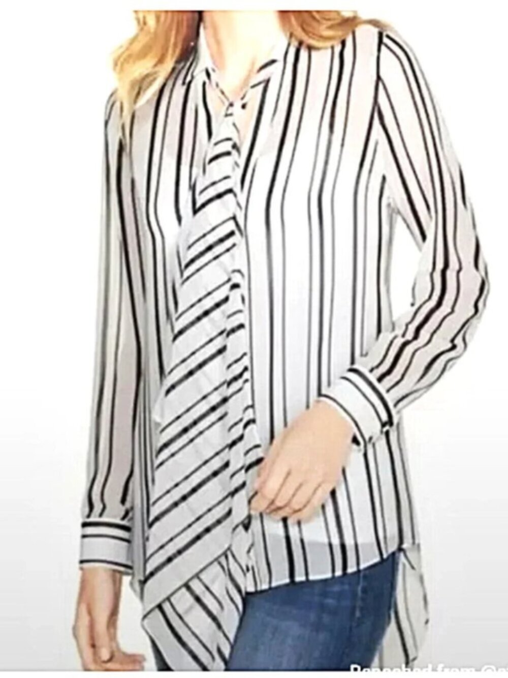 White House Black Market Sheer Tunic Blouse size 8P
